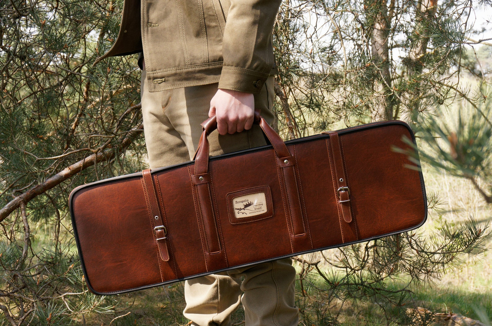 vintage leather rifle case