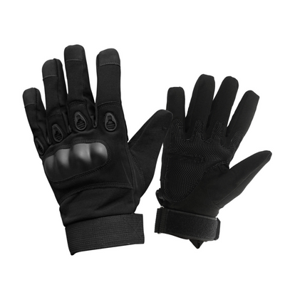 Full finger gloves with motorcycle-specific hard knuckle guards