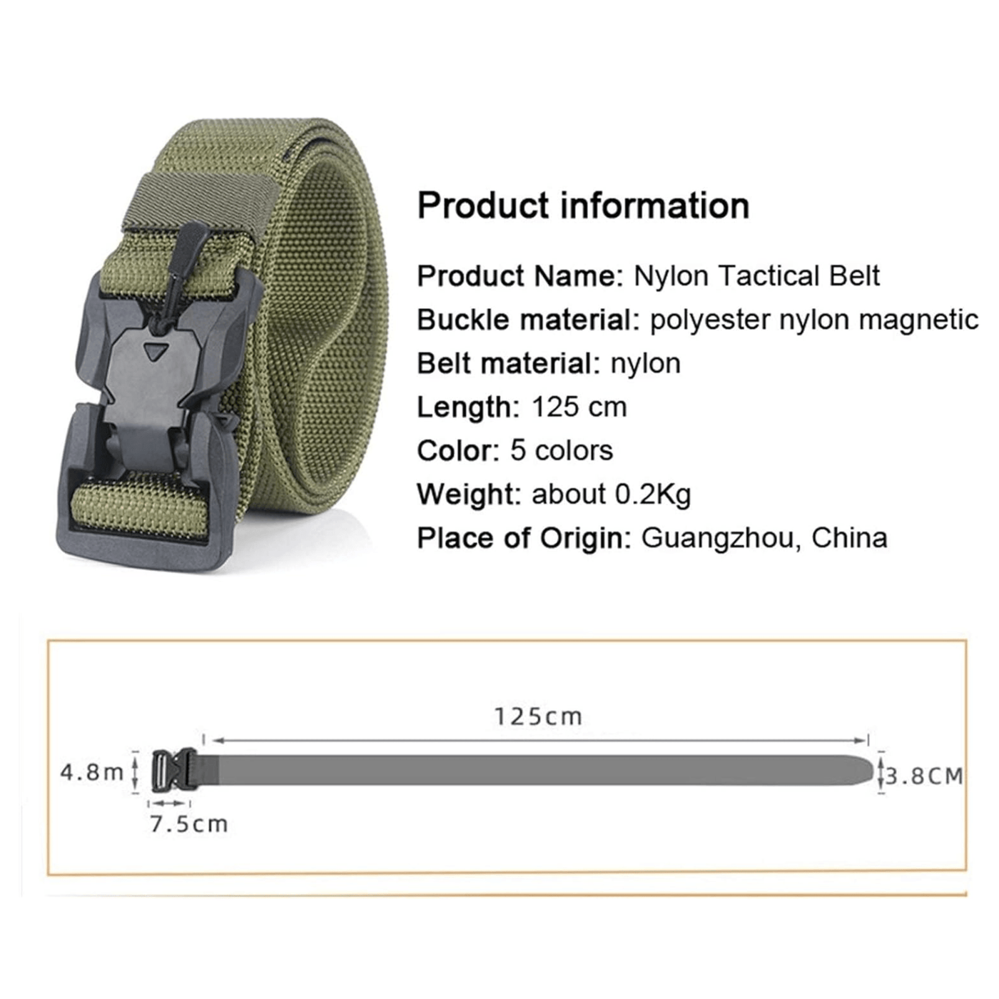 Camouflage series belt with durable nylon material and magnetic buckle