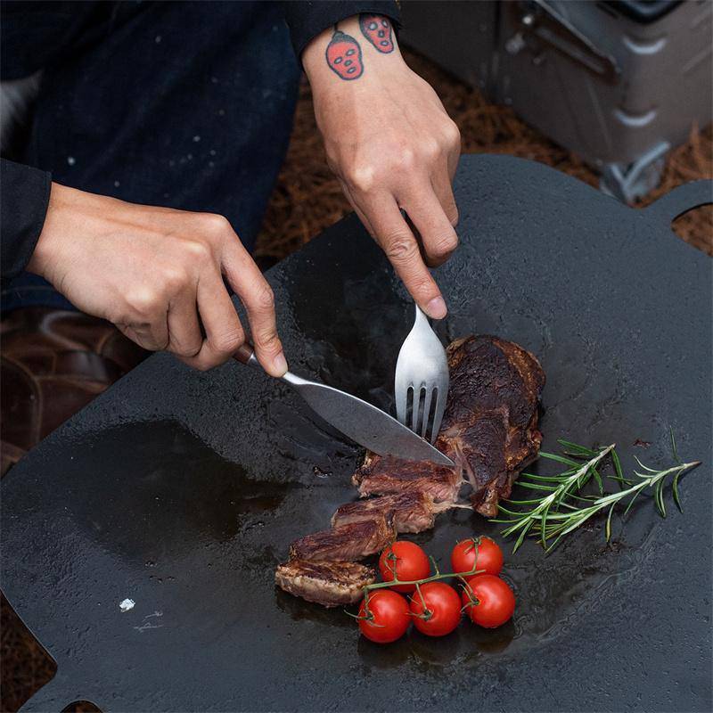 Naturehike Outdoor Stainless Steel Wooden Knife Fork Spoon Dinnerware Set - HUNTING CASE