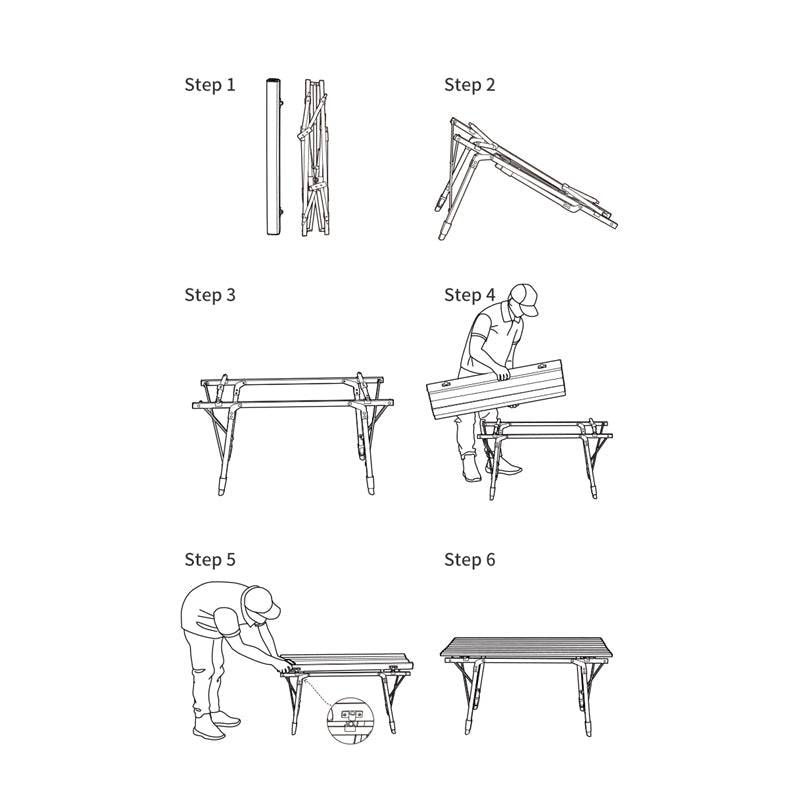 Naturehike Wood Grain Telescopic Foldable Picnic Table MW03 - HUNTING CASE