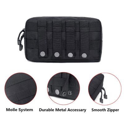 Tactical multi-purpose pouch with MOLLE attachments for outdoor enthusiasts