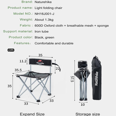 Naturehike Lightweight folding oversized Camping Chair - HUNTING CASE