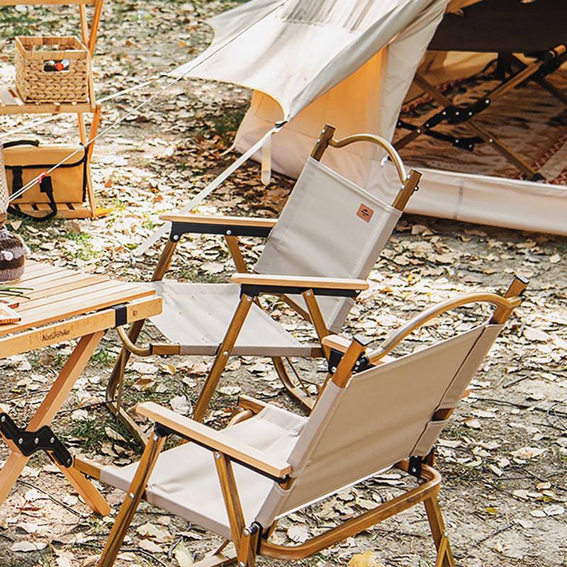 Foldable Wooden Grain Aluminum Camping Chair - HUNTING CASE