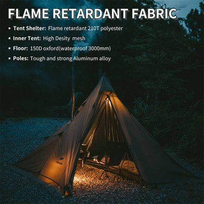 Naturehike Flame Retardant 4-Season Camping Tent with Stove Jack - HUNTING CASE