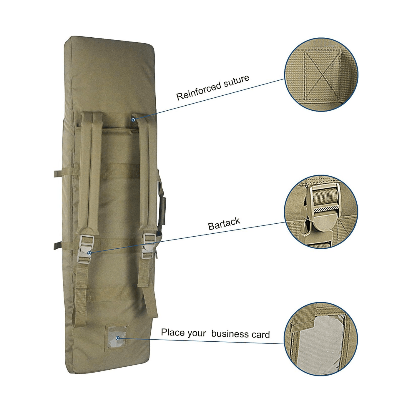 Waterproof padded hunting rifle case with dual compartments, tailored for 42-inch American Classic tactical guns