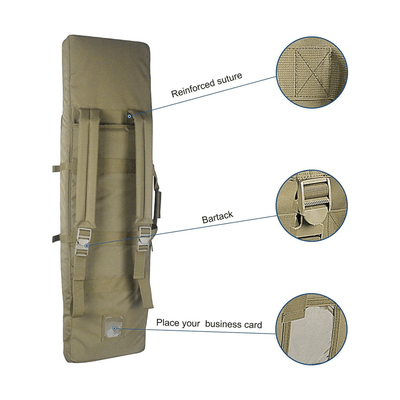 Waterproof padded hunting rifle case with dual compartments, tailored for 42-inch American Classic tactical guns