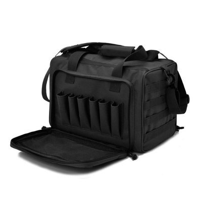 Deluxe tactical gun range bag with multiple compartments