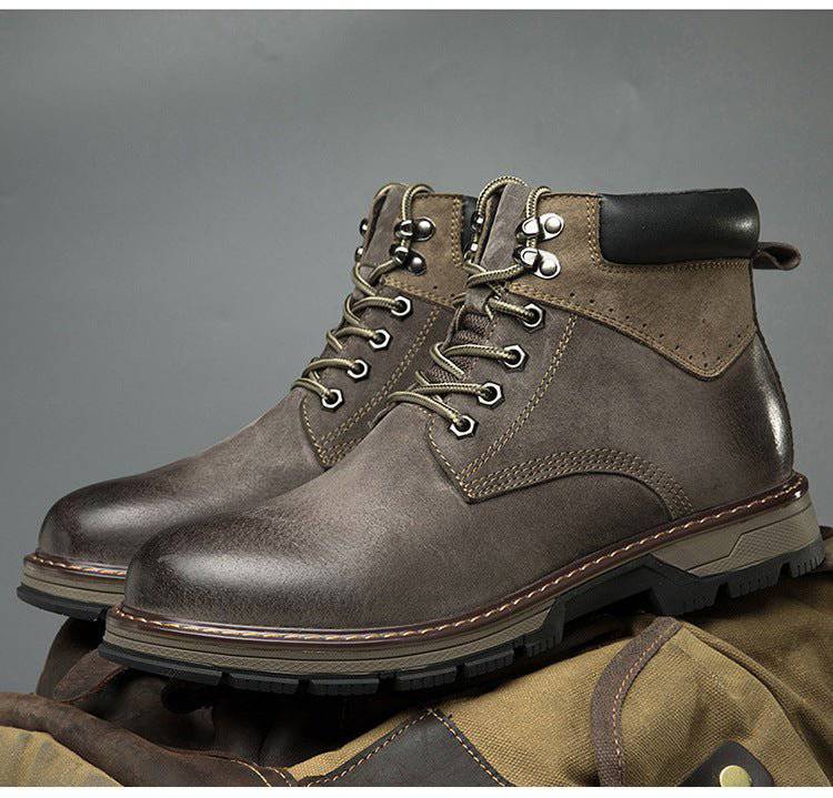 Classic British style winter leather boots for men