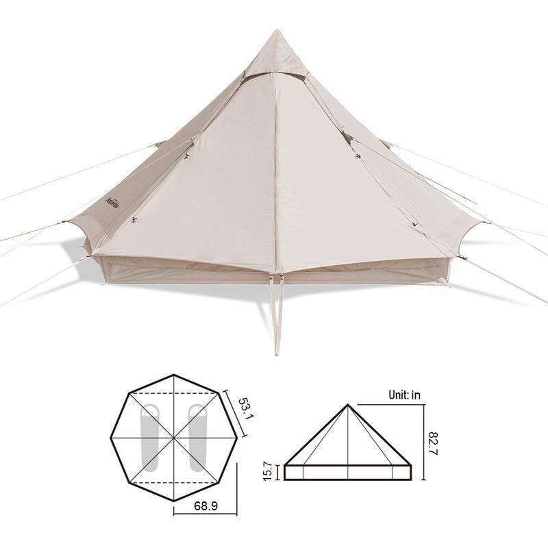 BRIGHTEN 6.4 Pyramid 4 People Cotton Glamping Tent - HUNTING CASE