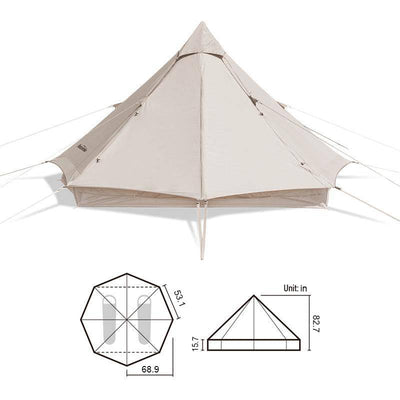 BRIGHTEN 6.4 Pyramid 4 People Cotton Glamping Tent - HUNTING CASE