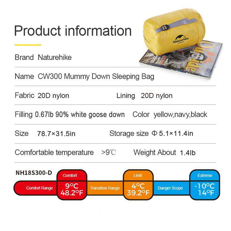 CW300 Goose Down Winter Mummy Sleeping Bag - HUNTING CASE