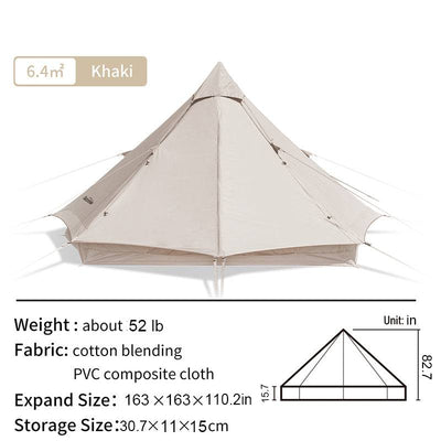 BRIGHTEN 12.3 Pyramid 4 People Cotton Glamping Tent - HUNTING CASE