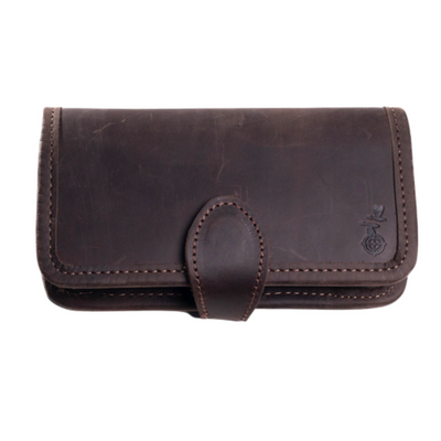 Brown Chocolate Leather Ammo Pouch for 6 Rounds 12 Gauge - HUNTING CASE