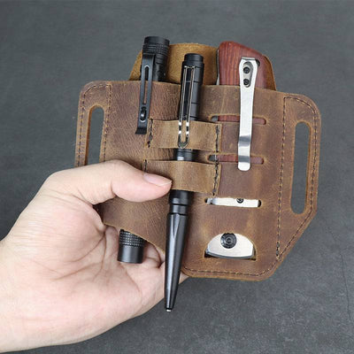 Genuine leather sheath for EDC pocket multitool