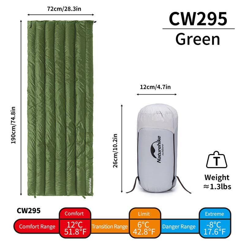 Naturehike CW295 Envelope Down Sleeping Bag - HUNTING CASE