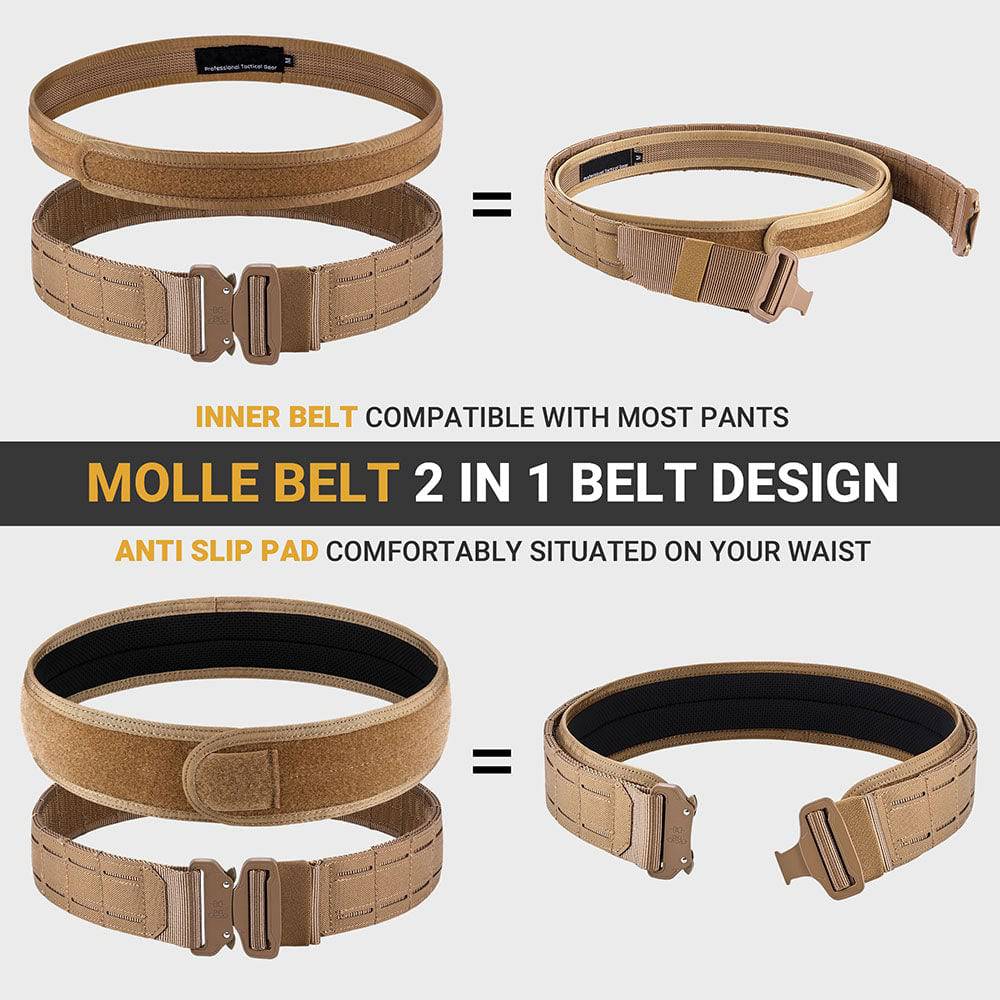 Reinforced tactical belt with quick-release buckle