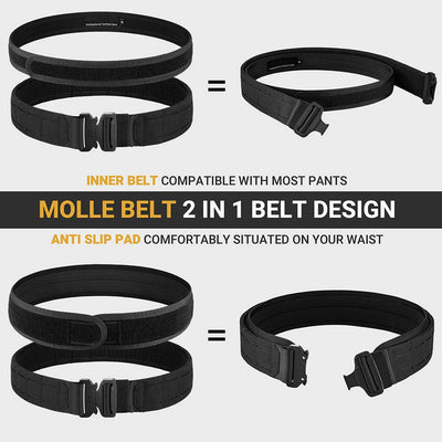 Tactical belt with easy-release buckle