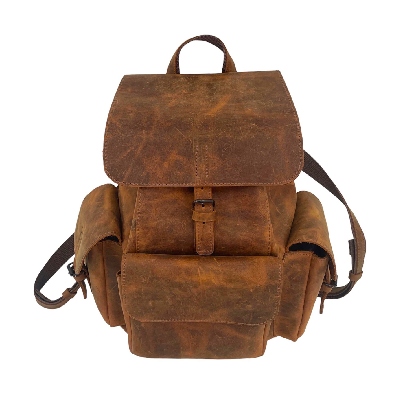 Genuine Leather Hiking Backpack For Men Travel Rucksack Daily Bag - HUNTING CASE