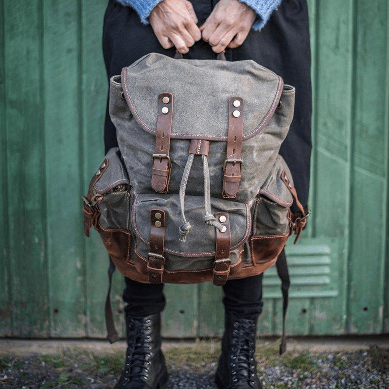 Vintage Waxed Canvas Backpack for Men