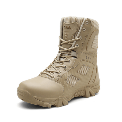 Combat boots with zipper fastening for quick wear