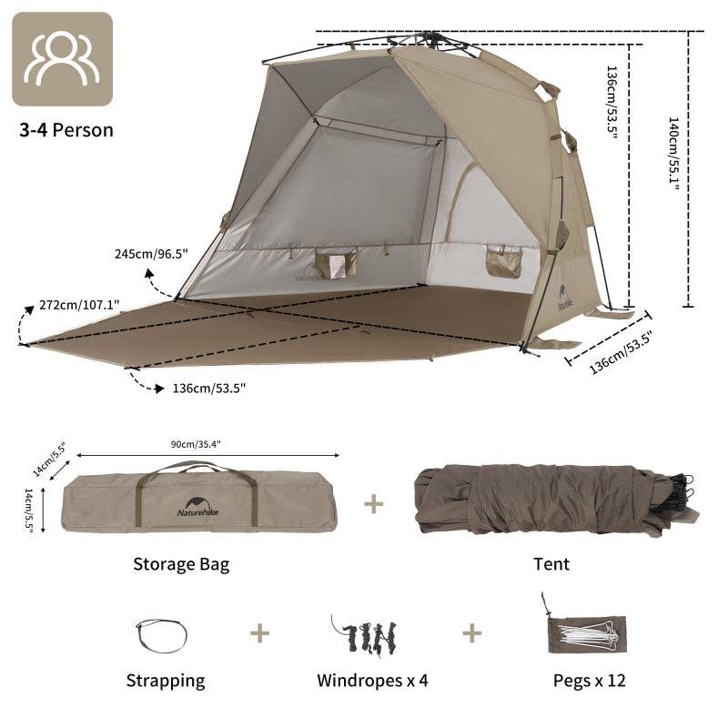 Naturehike Beach Automatic Tent - HUNTING CASE