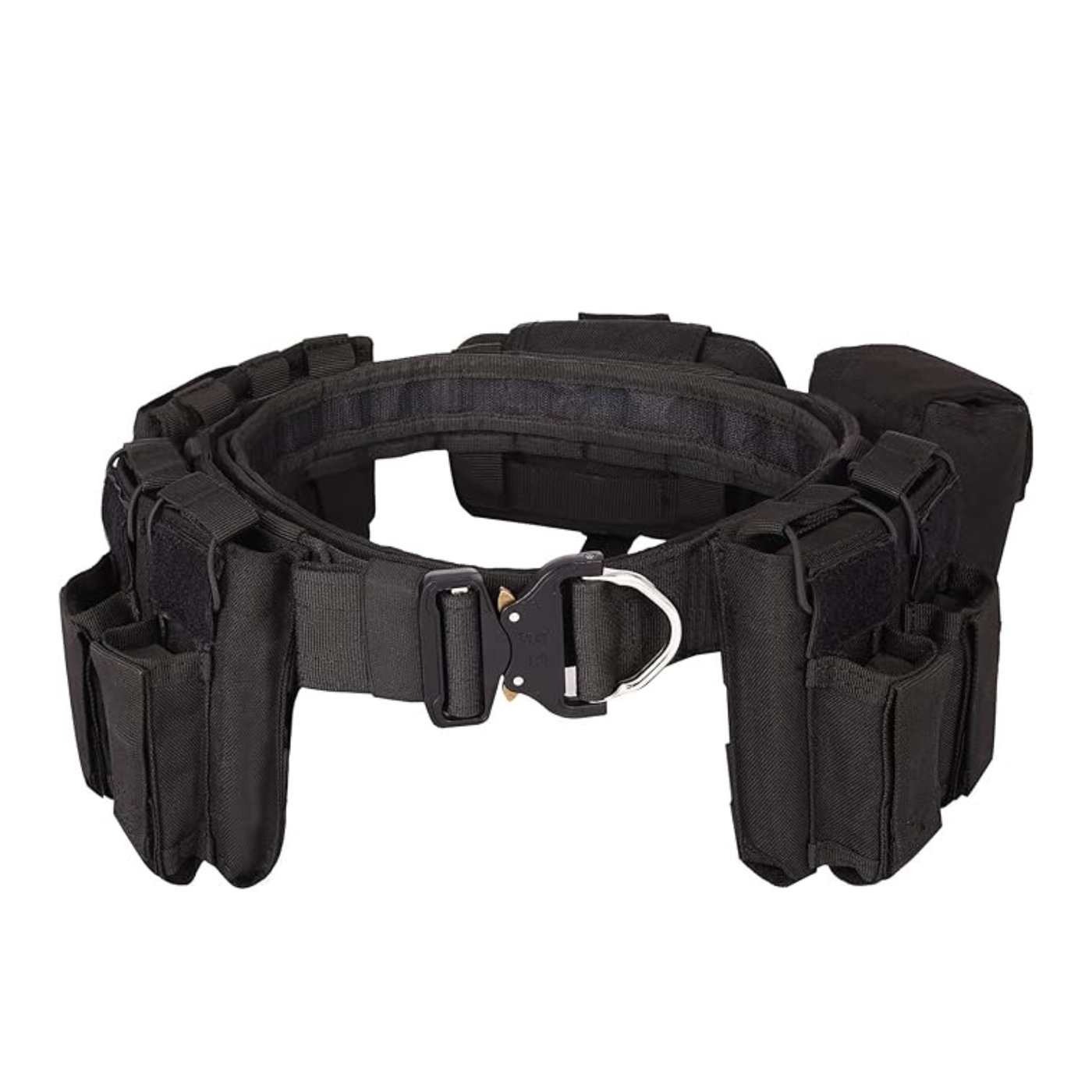 Military-style tactical belt with quick release buckle