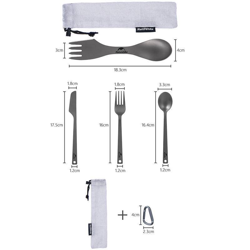 Naturehike Lightweight Titanium 3 in 1 Outdoor Camping Cutlery - HUNTING CASE