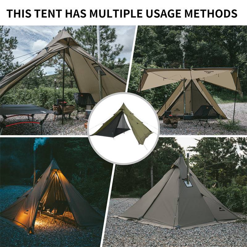 Naturehike Flame Retardant 4-Season Camping Tent with Stove Jack - HUNTING CASE