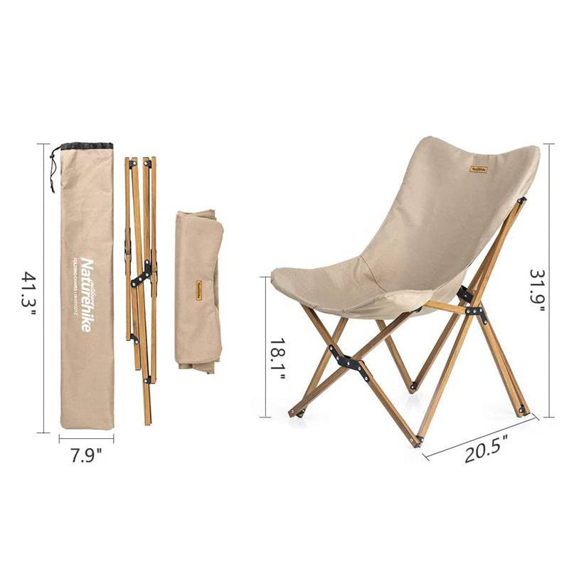 MW01 Wooden Grain Folding Moon Chair - HUNTING CASE