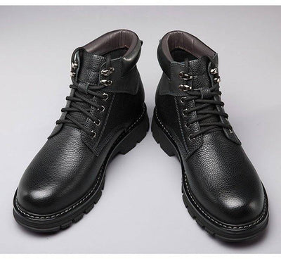 British-inspired high-top leather Martin boots for men's winter fashion