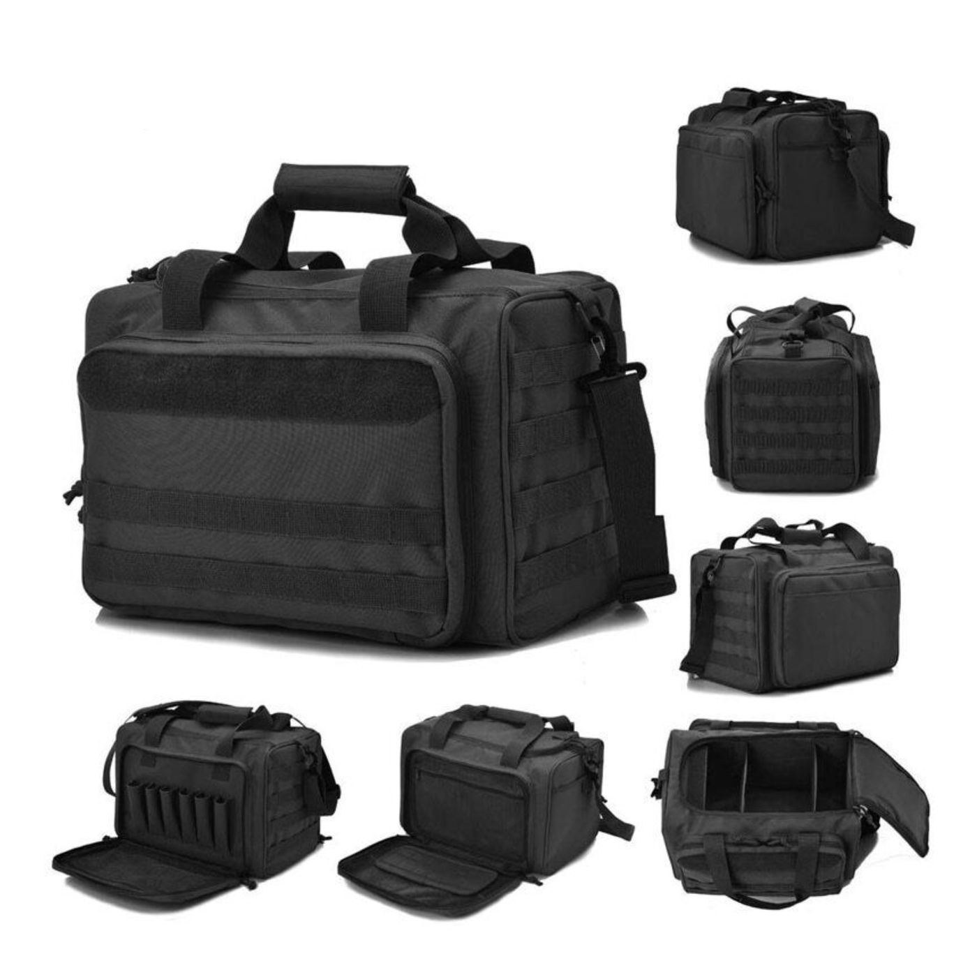 Tactical deluxe gun range bag with advanced storage options