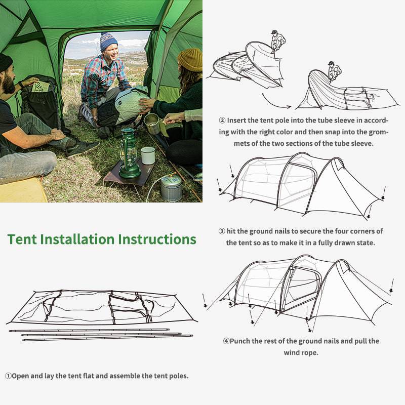 Opalus  Tunnel  2-3 People Camping Tent - HUNTING CASE