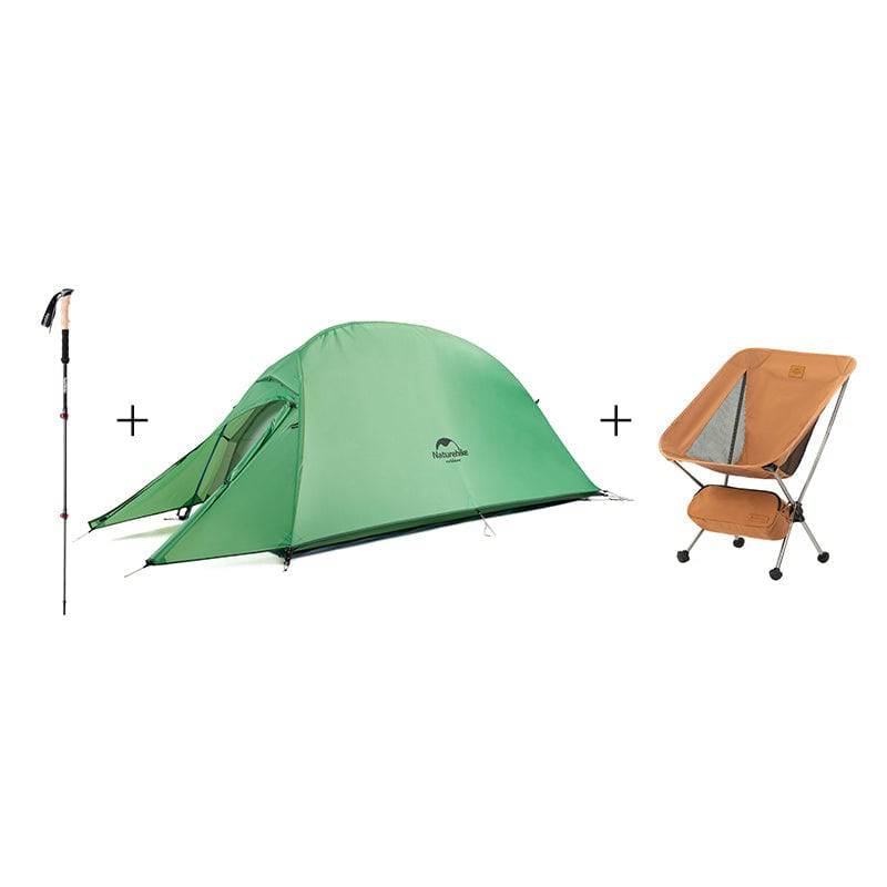 Cloud Up 1P Tent Plus YL08 Foldable Camping Chair Plus Ultralight Trekking Poles（A Pair） - HUNTING CASE