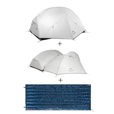 Mongar 2P Camping Tent Plus A Vestibule Plus CWM400 Ultralight Sleeping Bag - HUNTING CASE