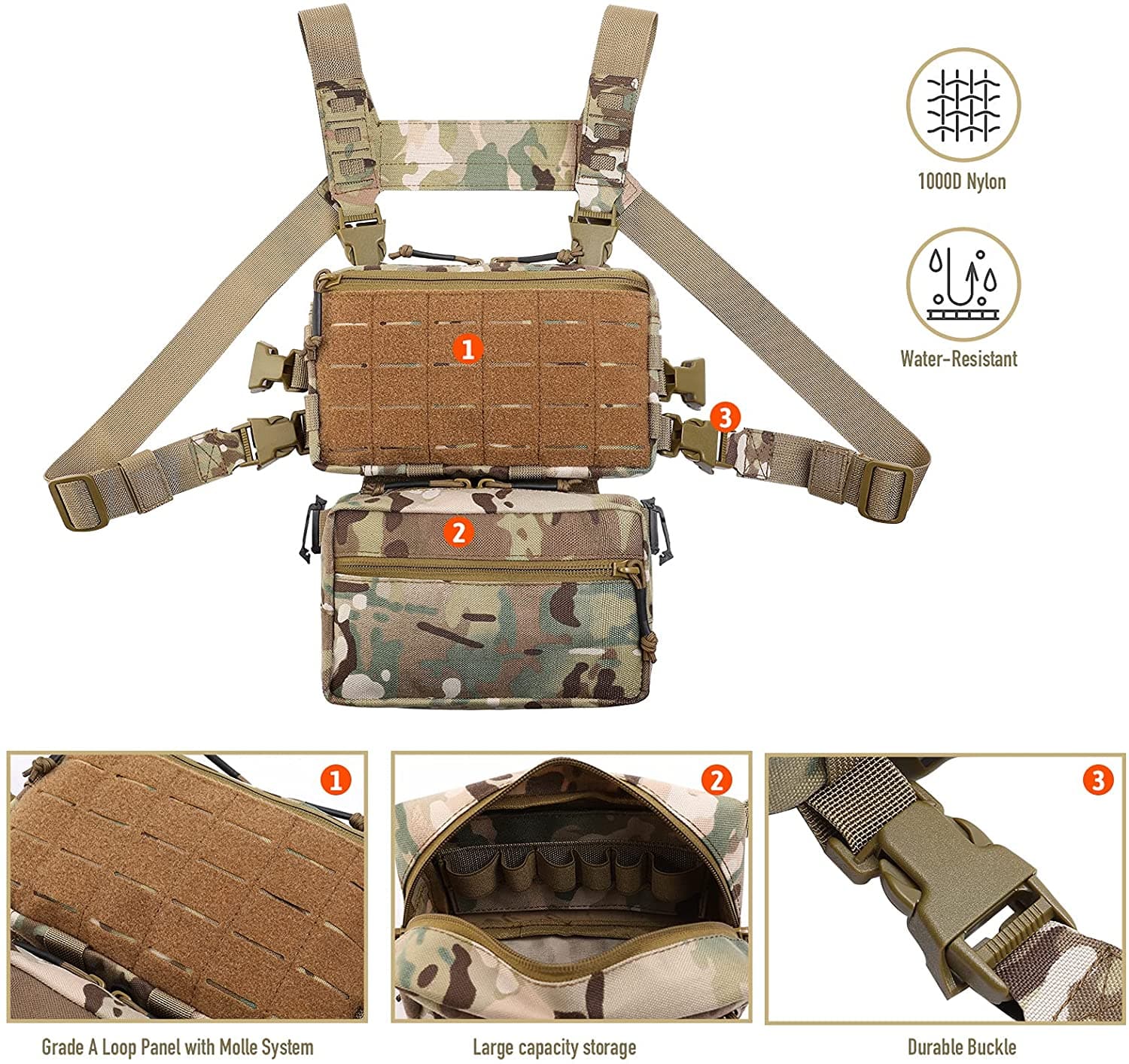 Mini Chest Rig Pouch Modular Tactical Chest Rig and Sub Abdominal Pouch Set for Enhanced ...