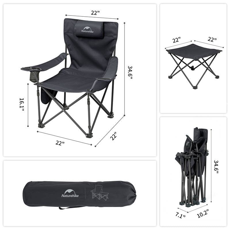 Naturehike 2-in-1 Foldable Reclining Chair with Attached Table - HUNTING CASE