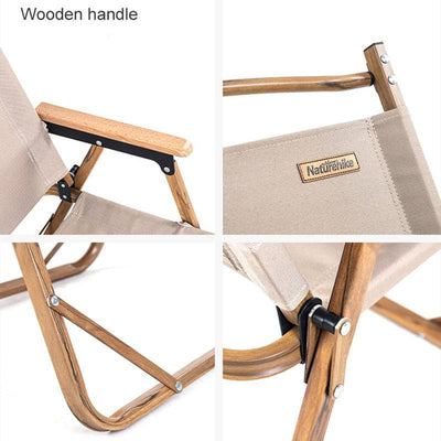 Foldable Wooden Grain Aluminum Camping Chair - HUNTING CASE