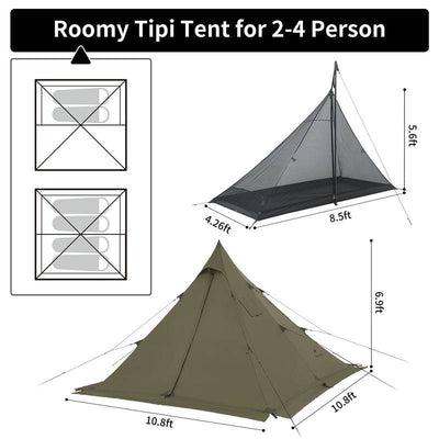 Naturehike Flame Retardant 4-Season Camping Tent with Stove Jack - HUNTING CASE