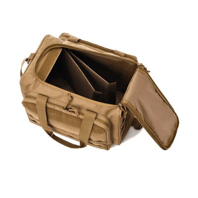 Tactical shooting range bag with deluxe organization