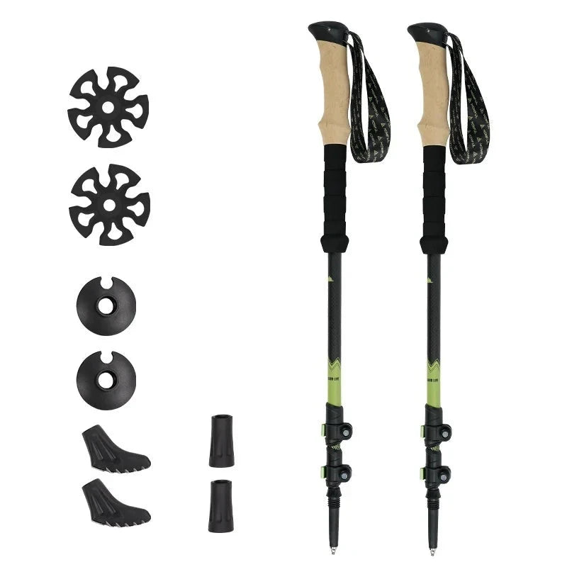 Ultralight Carbon Fiber Trekking Poles: Adjustable Alpenstock with Quick Lock - HUNTING CASE