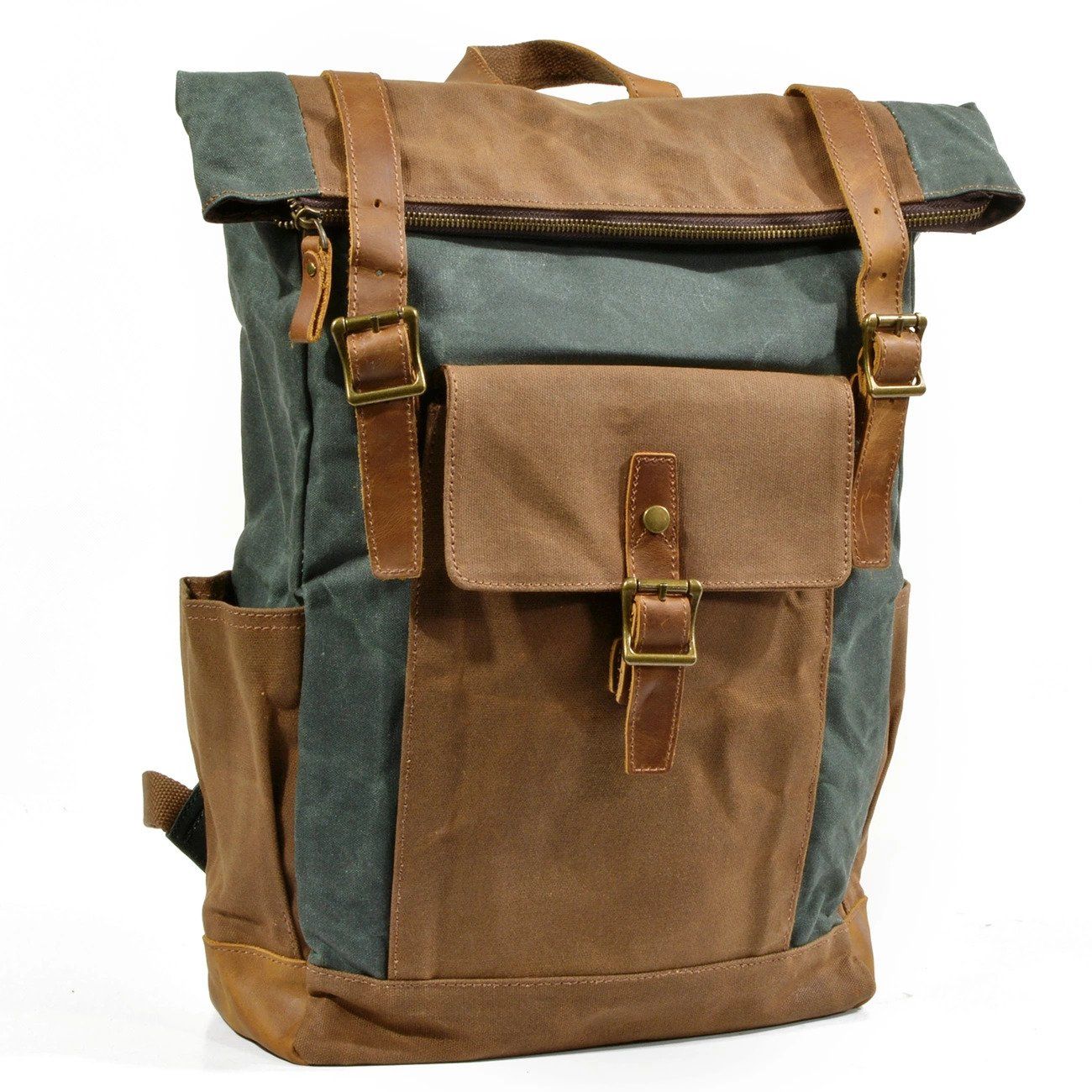 Stylish Men's Canvas Backpack with Padded Laptop Compartment - HUNTING CASE