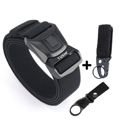 Special forces belt with fast-release buckle