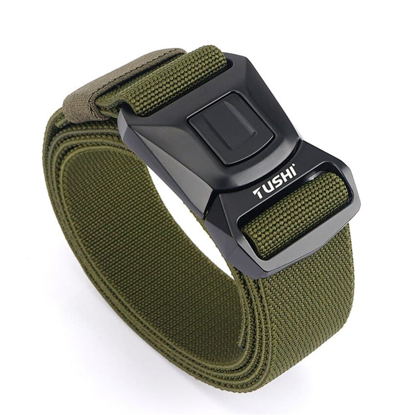 Tactical belt with rapid-release buckle