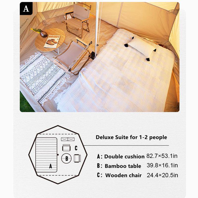 BRIGHTEN 6.4 Pyramid 4 People Cotton Glamping Tent - HUNTING CASE