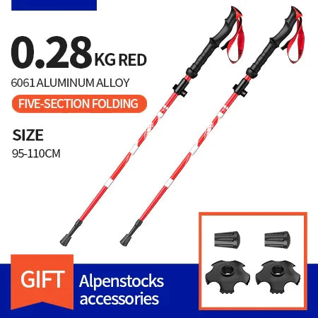 Ultralight Folding Aluminum Trekking Poles: Set of 2 for Hiking & Nordic Activities - HUNTING CASE