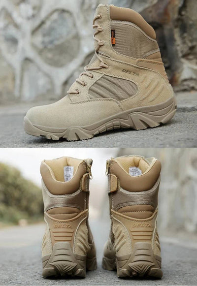 Men's combat footwear with military tactical elements for desert use