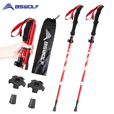 Ultralight Folding Aluminum Trekking Poles: Set of 2 for Hiking & Nordic Activities - HUNTING CASE