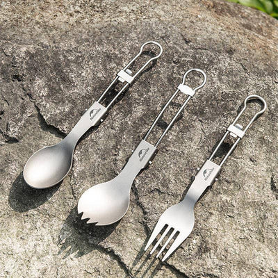 Naturehike Outdoor Titanium Alloy Portable Tableware Travel Meal Spoon Fork - HUNTING CASE