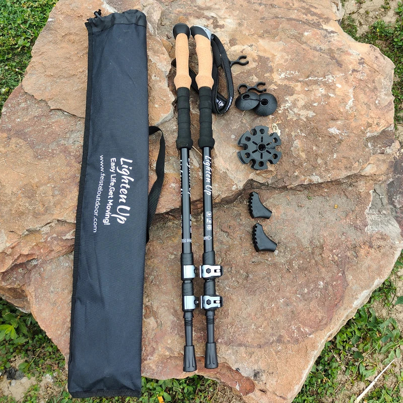 Ultralight Adjustable Aluminum Trekking Poles: Nordic Walking Sticks - HUNTING CASE